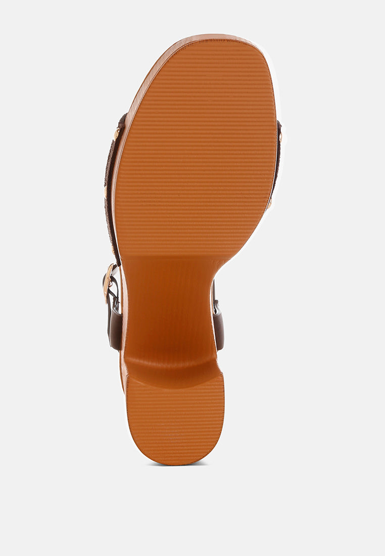 Daniela Genuine Suede Leather High Block Sandals