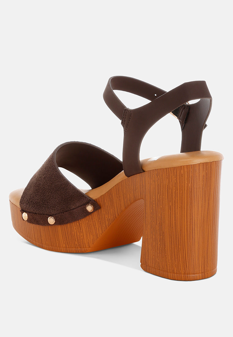 Daniela Genuine Suede Leather High Block Sandals