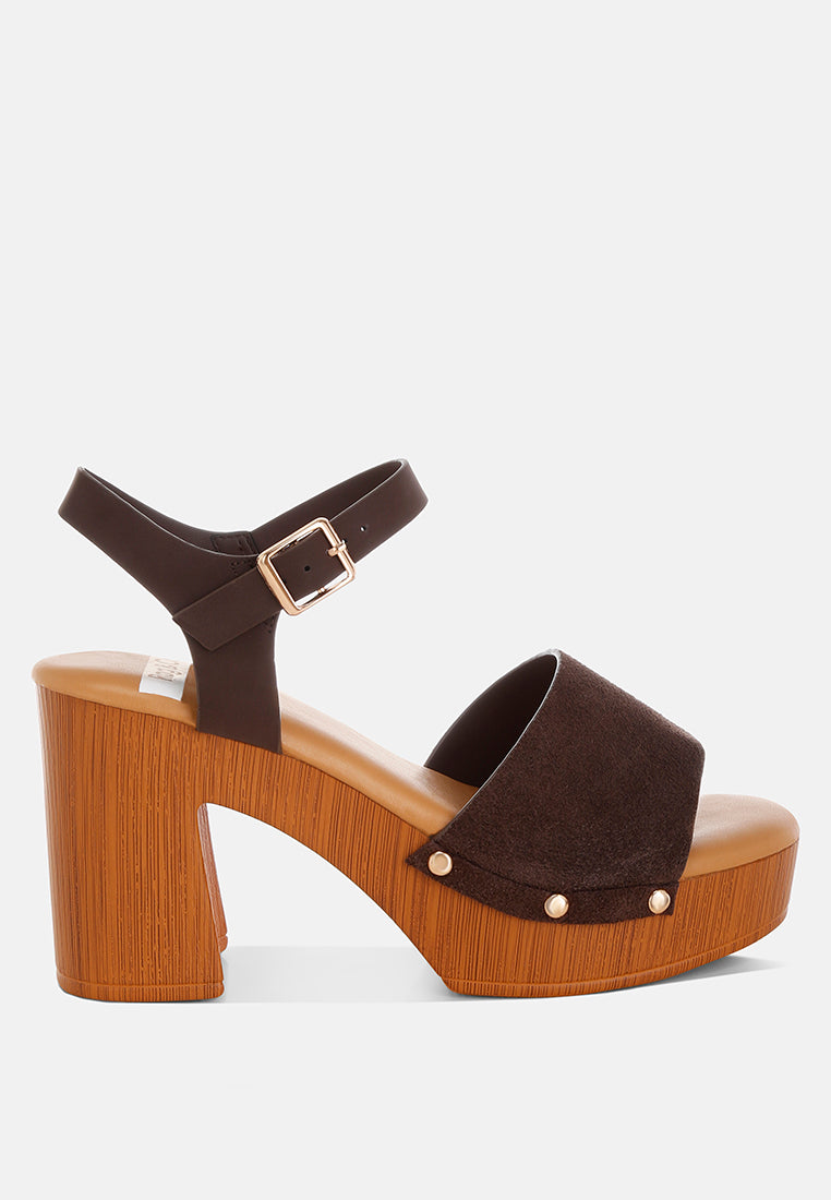Daniela Genuine Suede Leather High Block Sandals - Tigbul's Variety Fashion Shop
