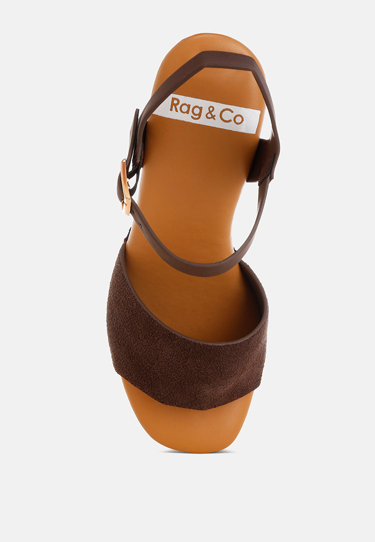 Daniela Genuine Suede Leather High Block Sandals