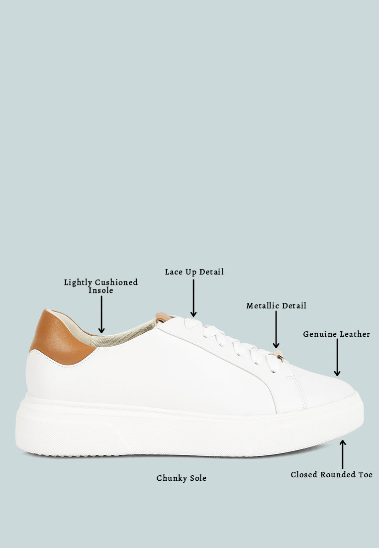 Schick Lace Up Leather Sneakers - Tigbul's Variety Fashion Shop
