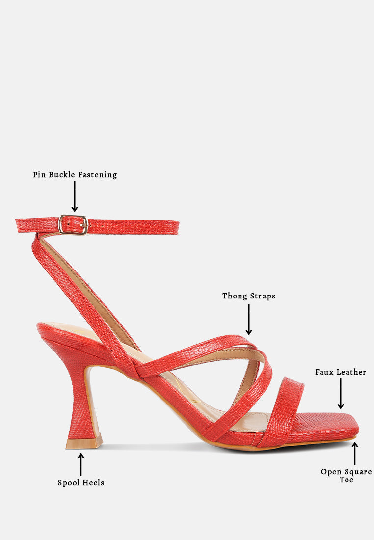 Serling Croc Spool Heel Sandals - Tigbul's Variety Fashion Shop