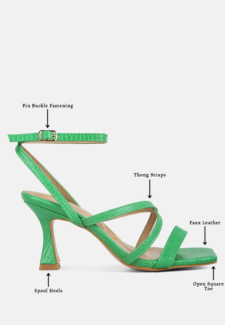 Serling Croc Spool Heel Sandals - Tigbul's Variety Fashion Shop