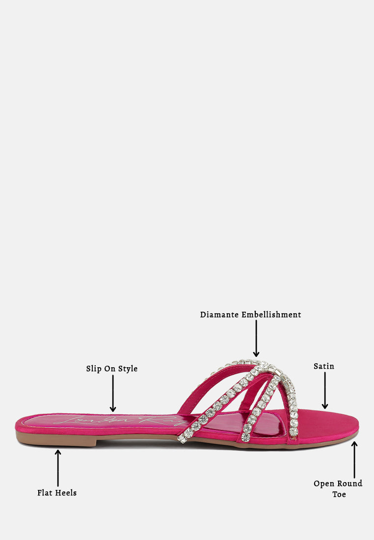 Mezzie Diamante Embellished Flat Sandals - Tigbul's Variety Fashion Shop