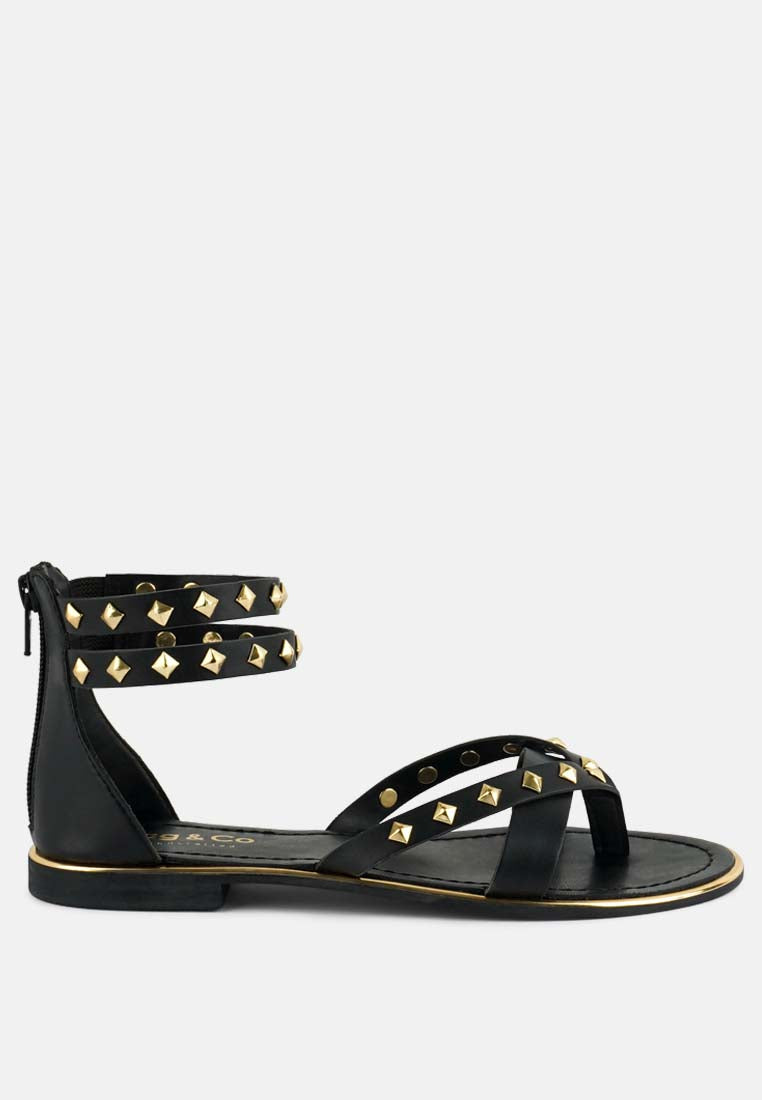Emmeth Studs Embellished Flat Sandals - Tigbul's Variety Fashion Shop