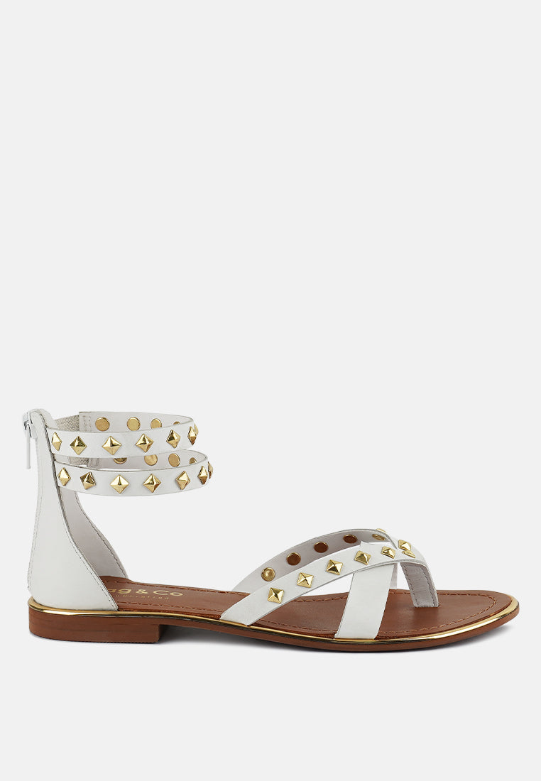 Emmeth Studs Embellished Flat Sandals - Tigbul's Variety Fashion Shop