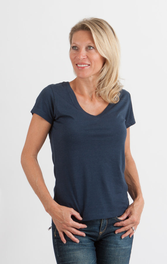 Clearance Women's Bamboo V-Neck Cap Sleeve T-Shirt - Tigbul's Variety Fashion Shop
