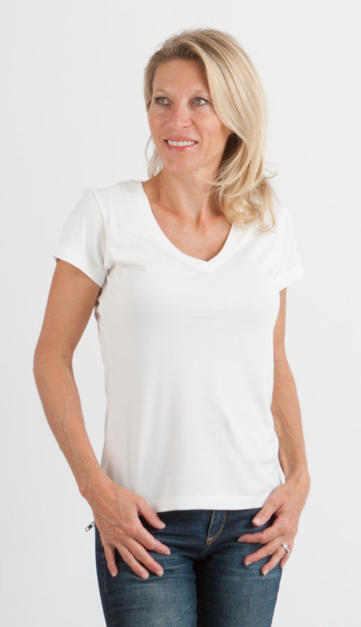 Clearance Women's Bamboo V-Neck Cap Sleeve T-Shirt - Tigbul's Variety Fashion Shop