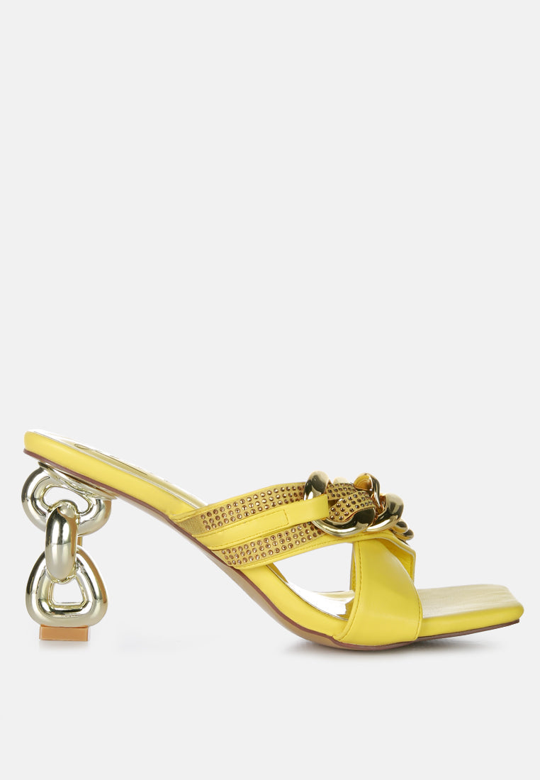 Evelane Metallic Chain Rhinestone Sandals - Tigbul's Variety Fashion Shop
