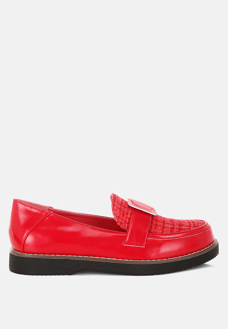 Elaris Tweed & Faux Leather Loafers-0