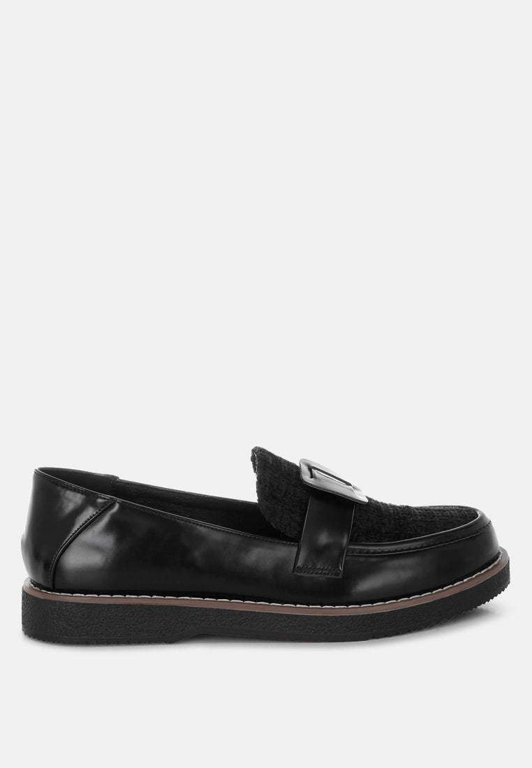Elaris Tweed & Faux Leather Loafers-6