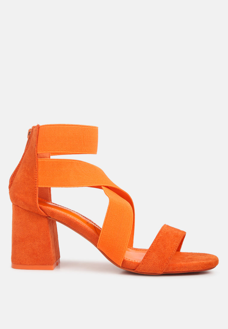 Elastic Strappy Block Heel Sandals - Tigbul's Variety Fashion Shop