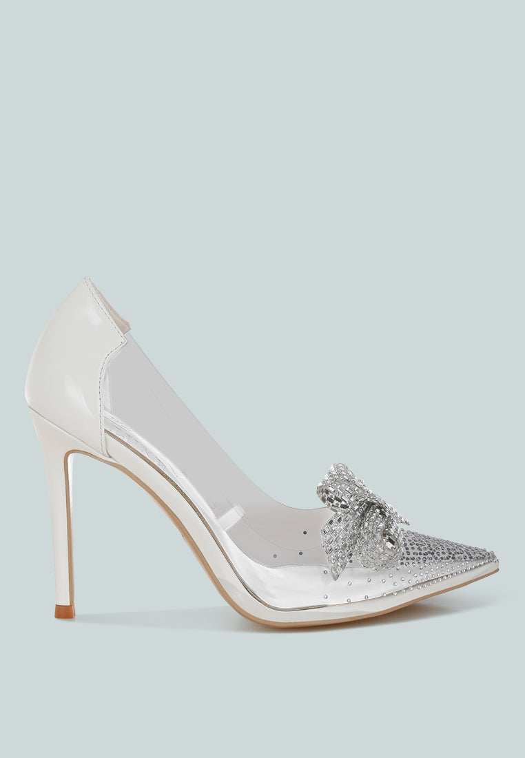 Erika Rhinestones Embellished Clear Pump Shoes - Tigbul's Variety Fashion Shop