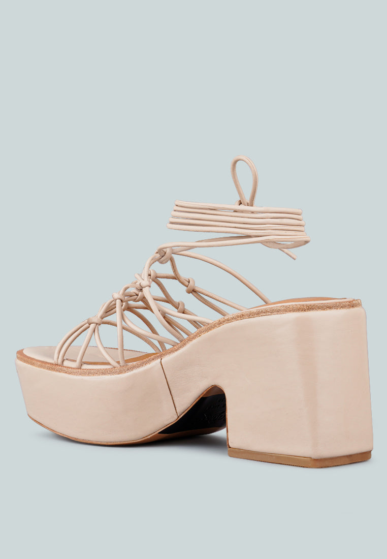 Fawcett Tie Up Handmade Block Heeled Sandals