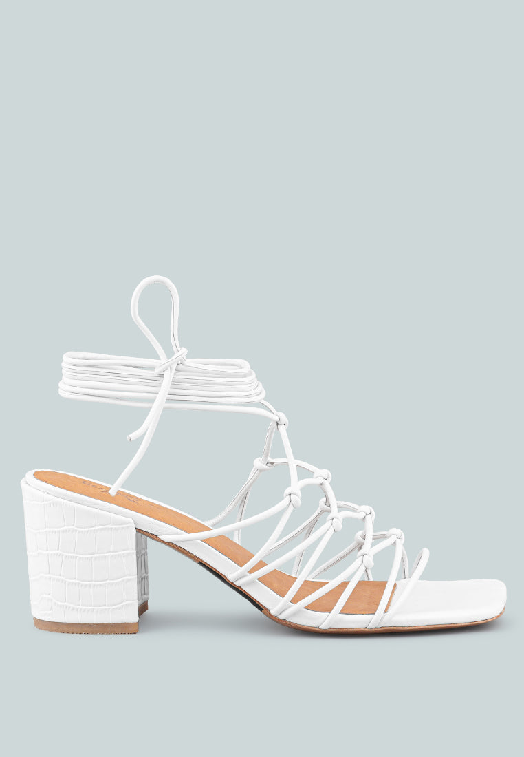 Fonda Croc Patterned Handcrafted Lace Up Sandal - Tigbul's Variety Fashion Shop