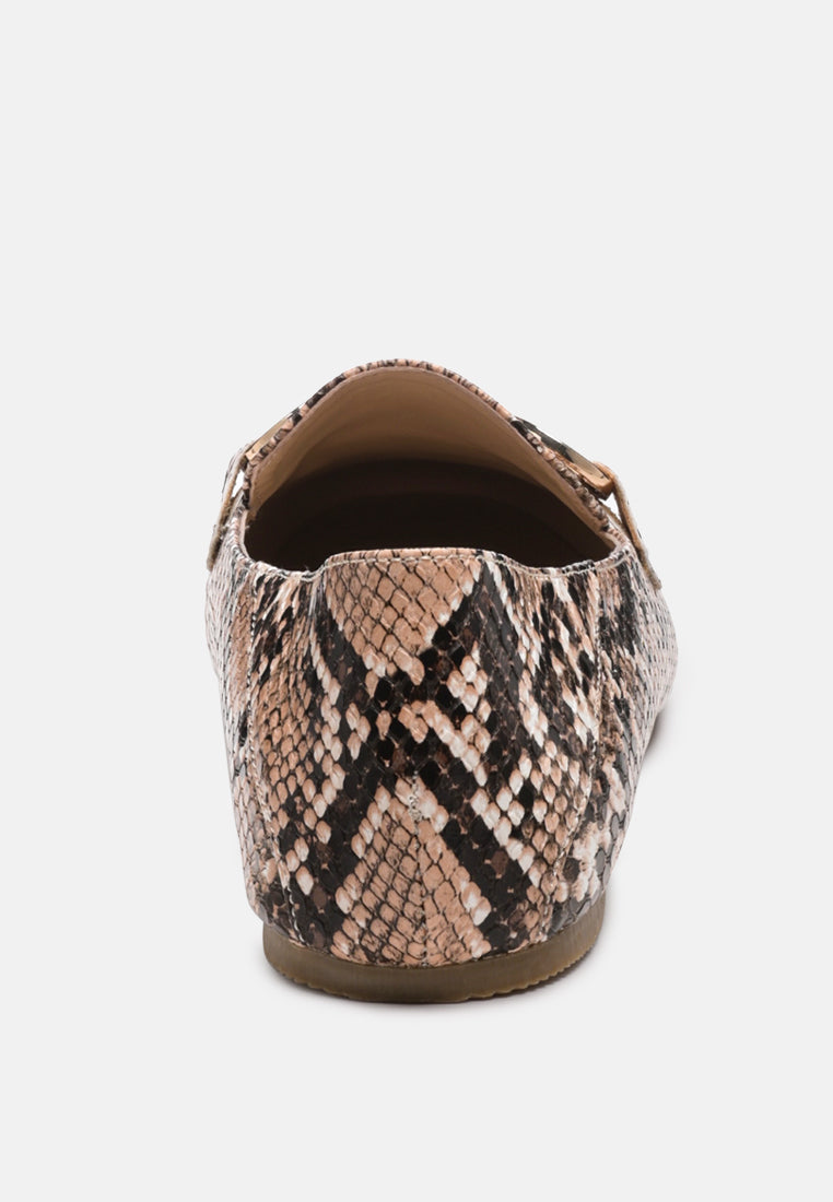 Natural snake-print loafer heel and back view with slip-on opening