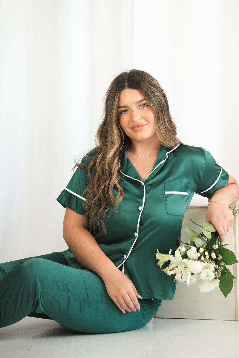 Green Ribbon Pajamas Pants Set - Tigbul's Variety Fashion Shop
