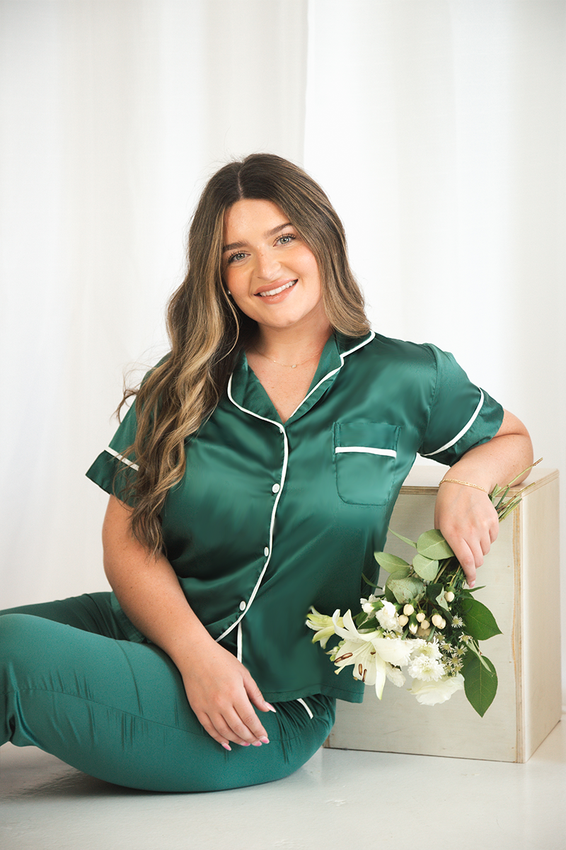 Green Ribbon Pajamas Pants Set - Tigbul's Variety Fashion Shop
