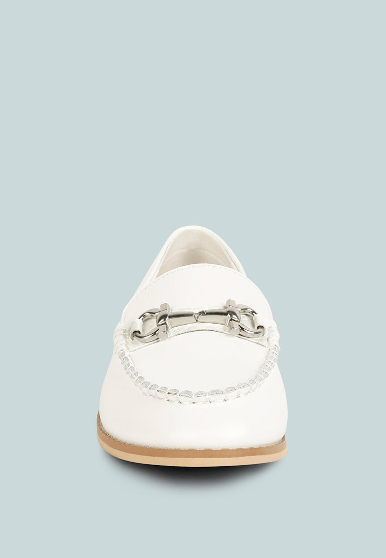 Holda Horsebit Embelished Loafers With Stitch Detail - Tigbul's Variety Fashion Shop