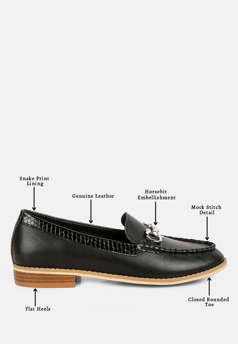Holda Horsebit Embelished Loafers With Stitch Detail - Tigbul's Variety Fashion Shop