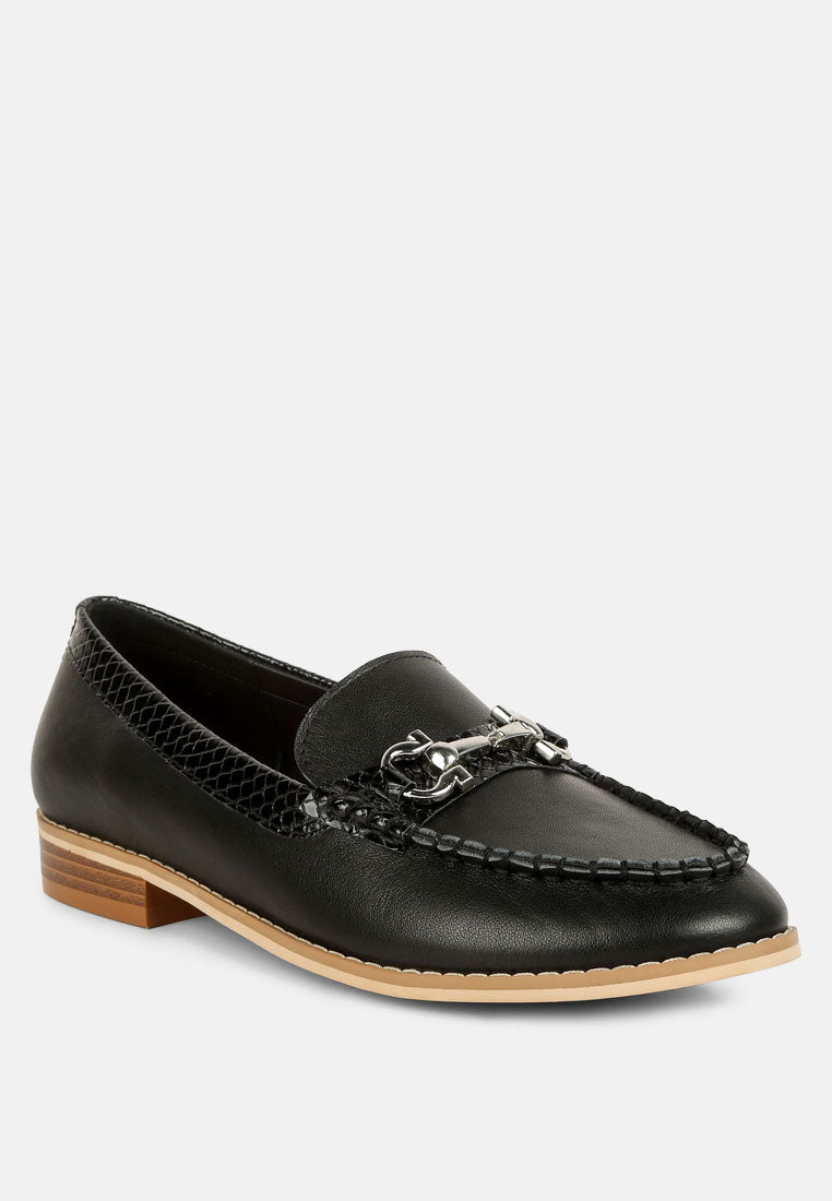 Holda Horsebit Embelished Loafers With Stitch Detail - Tigbul's Variety Fashion Shop