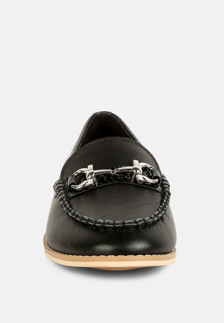 Holda Horsebit Embelished Loafers With Stitch Detail - Tigbul's Variety Fashion Shop