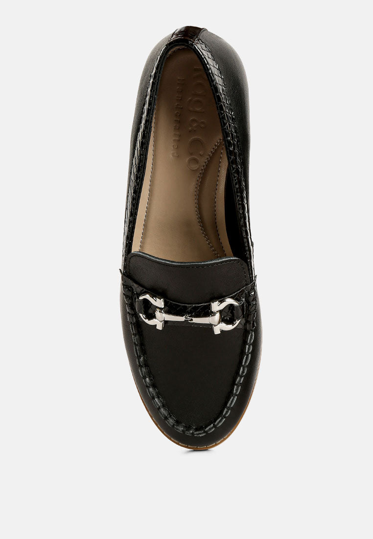 Holda Horsebit Embelished Loafers With Stitch Detail - Tigbul's Variety Fashion Shop