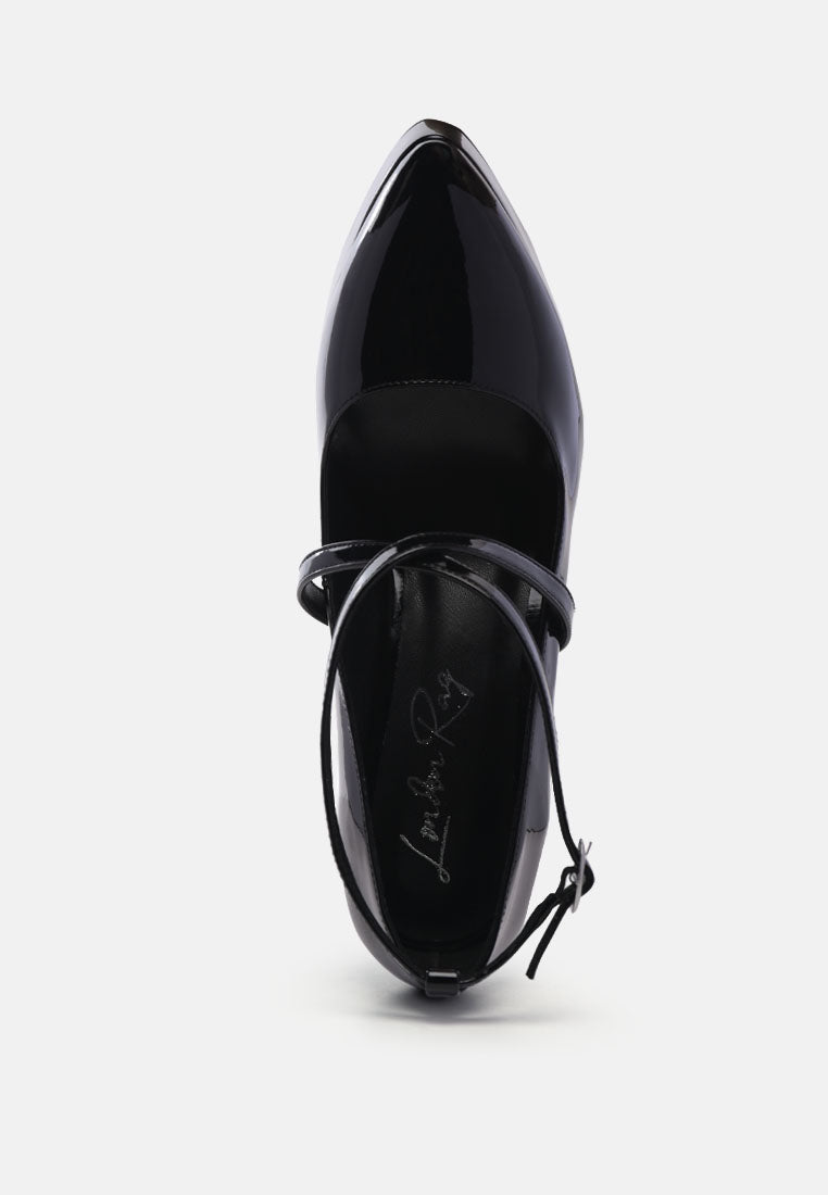 Pixie Dust Patent Faux Leather Cross Strap Pumps - Tigbul's Variety Fashion Shop