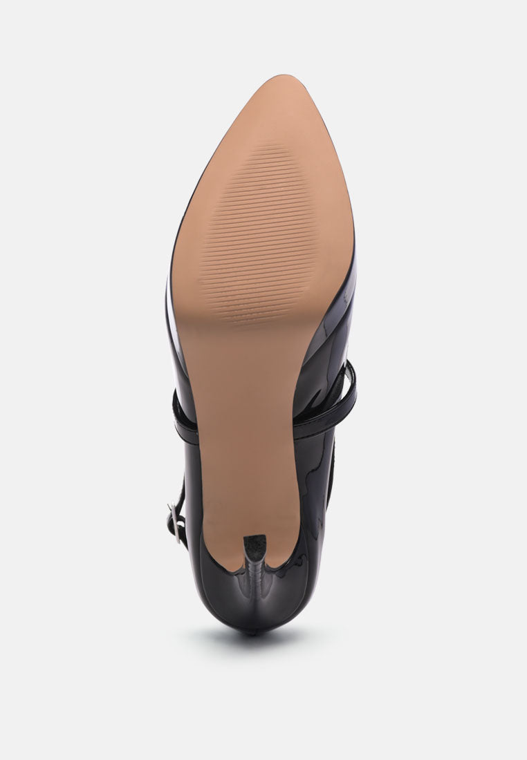 Pixie Dust Patent Faux Leather Cross Strap Pumps - Tigbul's Variety Fashion Shop