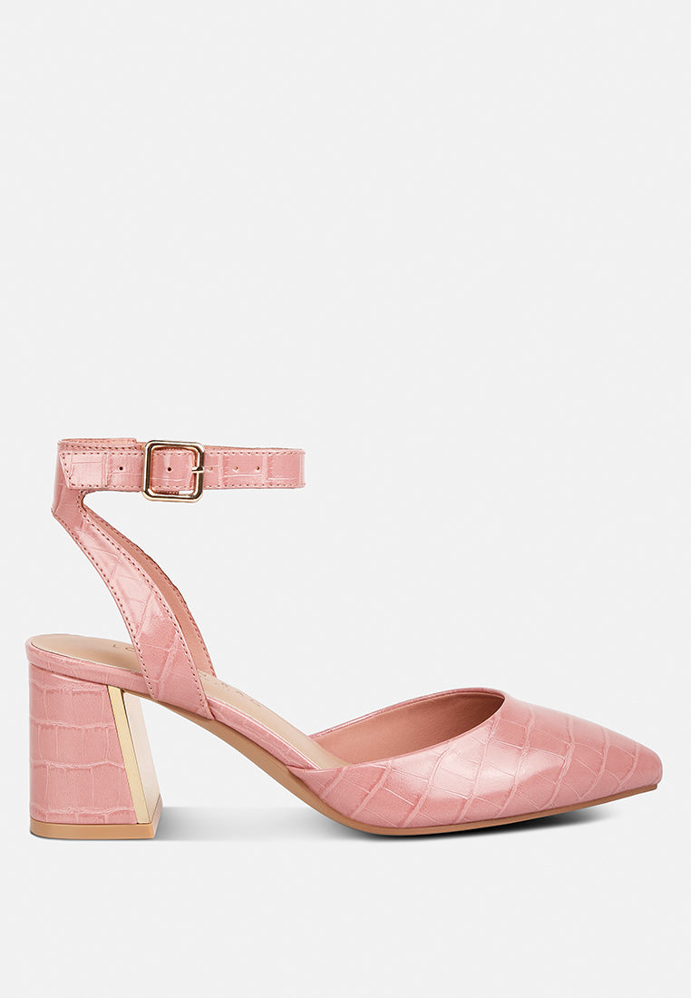 Hyatt Metallic Sling Block Heel Sandals - Tigbul's Variety Fashion Shop