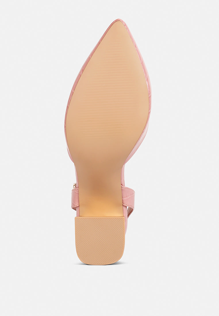 Hyatt Metallic Sling Block Heel Sandals - Tigbul's Variety Fashion Shop