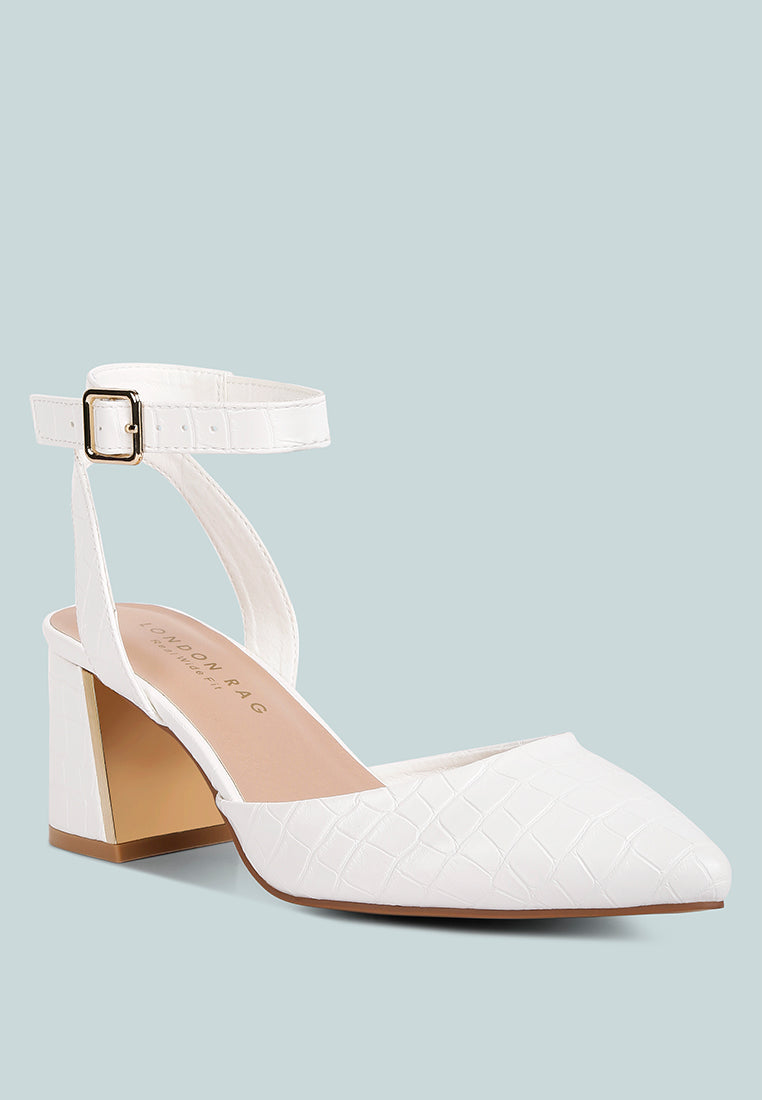 Hyatt Metallic Sling Block Heel Sandals - Tigbul's Variety Fashion Shop
