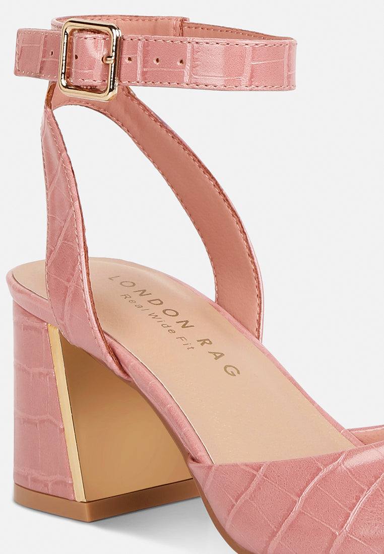 Hyatt Metallic Sling Block Heel Sandals - Tigbul's Variety Fashion Shop