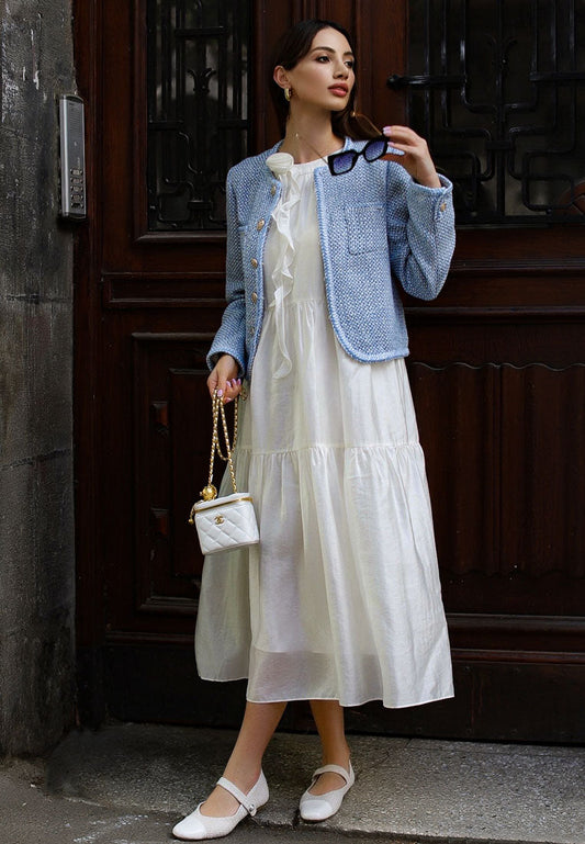Albi Patent Toe Cap Tweed Mary Janes In White - Tigbul's Variety Fashion Shop