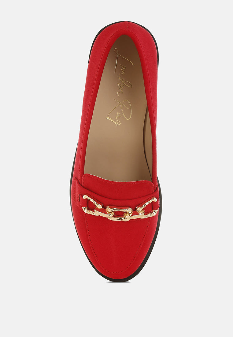 Jacop Micro Suede Metal Chain Link Loafers - Tigbul's Variety Fashion Shop