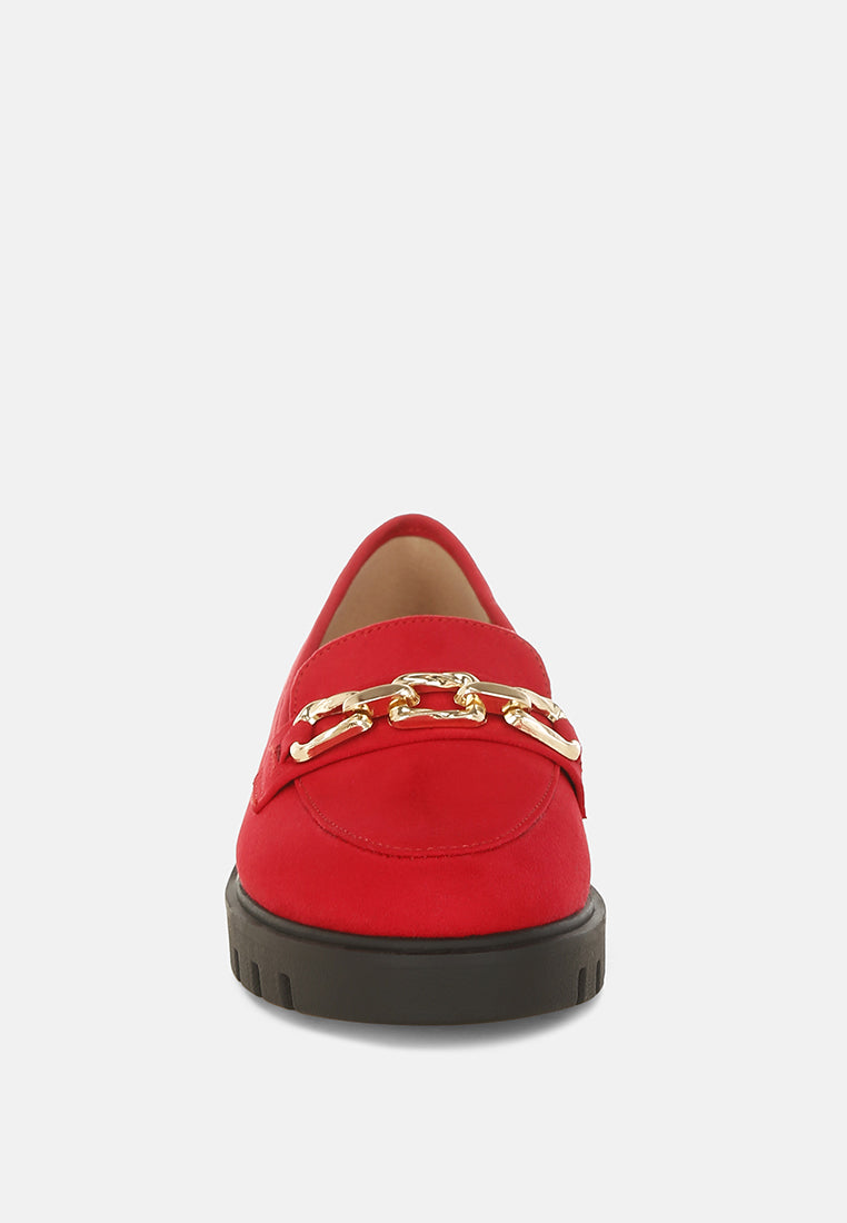 Jacop Micro Suede Metal Chain Link Loafers - Tigbul's Variety Fashion Shop