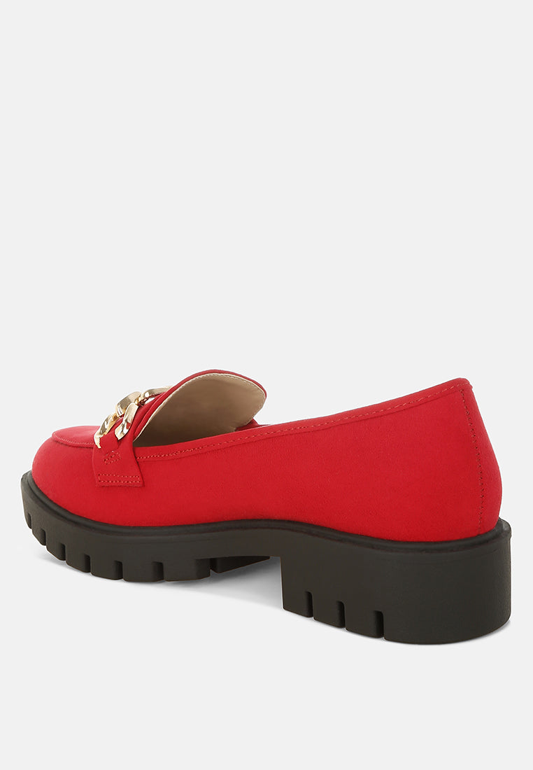 Jacop Micro Suede Metal Chain Link Loafers - Tigbul's Variety Fashion Shop