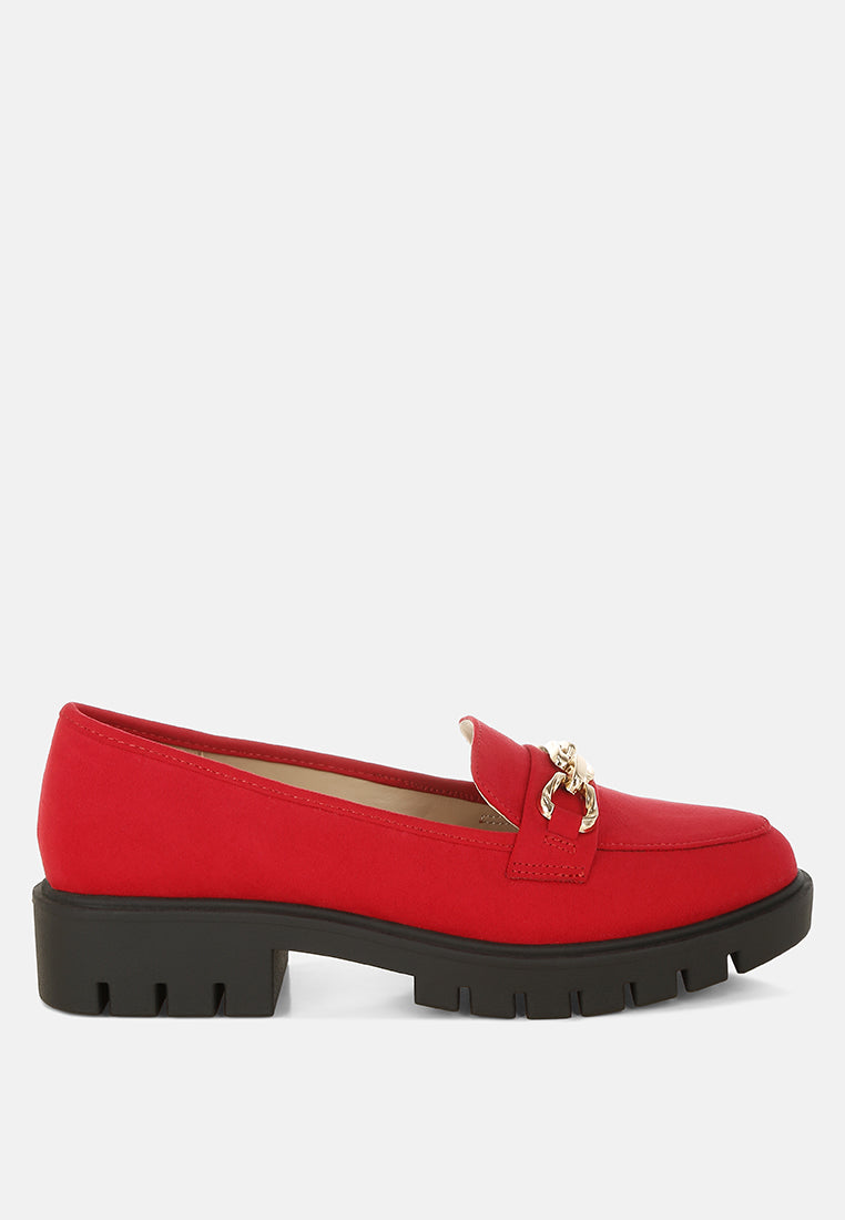 Jacop Micro Suede Metal Chain Link Loafers - Tigbul's Variety Fashion Shop
