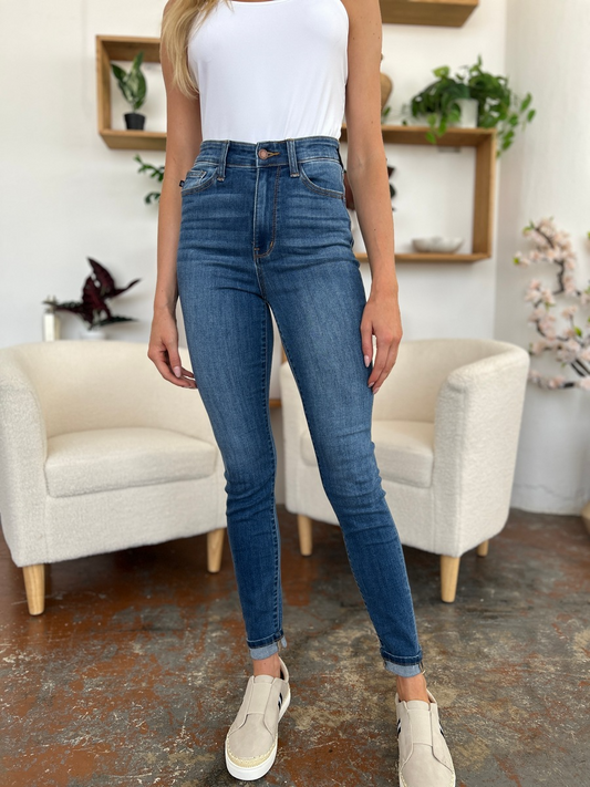 Judy Blue Size 3 Cuffed Hem Skinny Jeans - Tigbul's Variety Fashion Shop