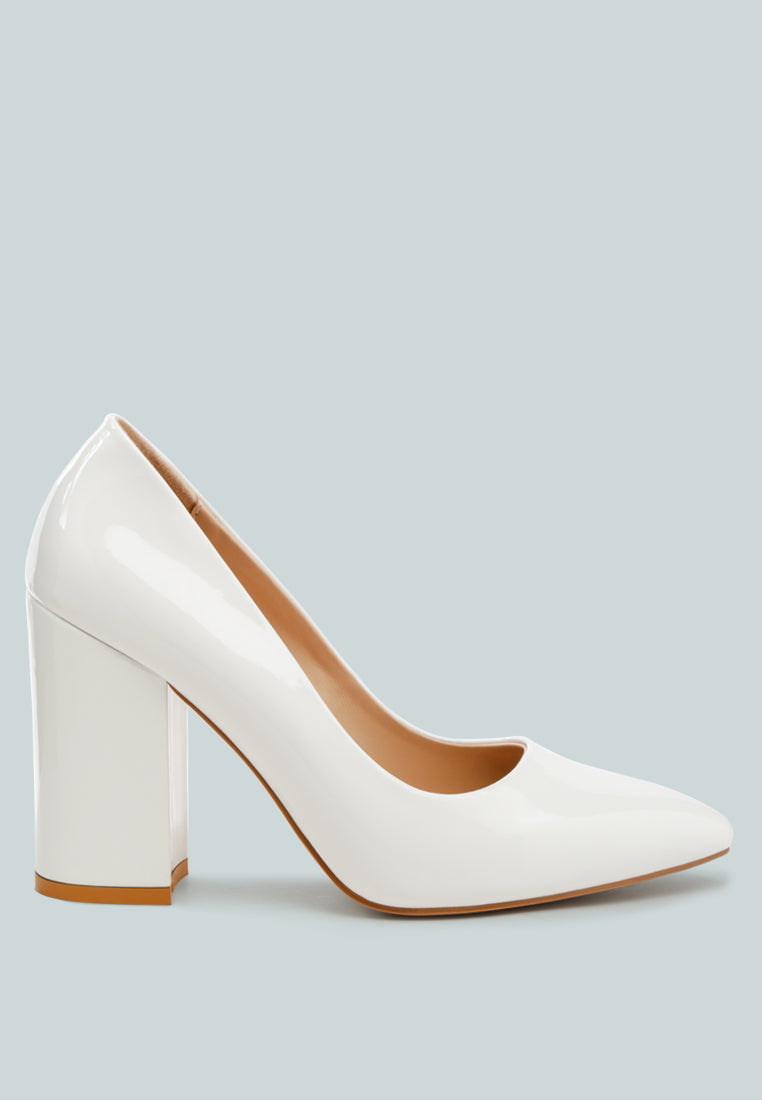 Kamira Patent Block Heeled Pumps - Tigbul's Variety Fashion Shop