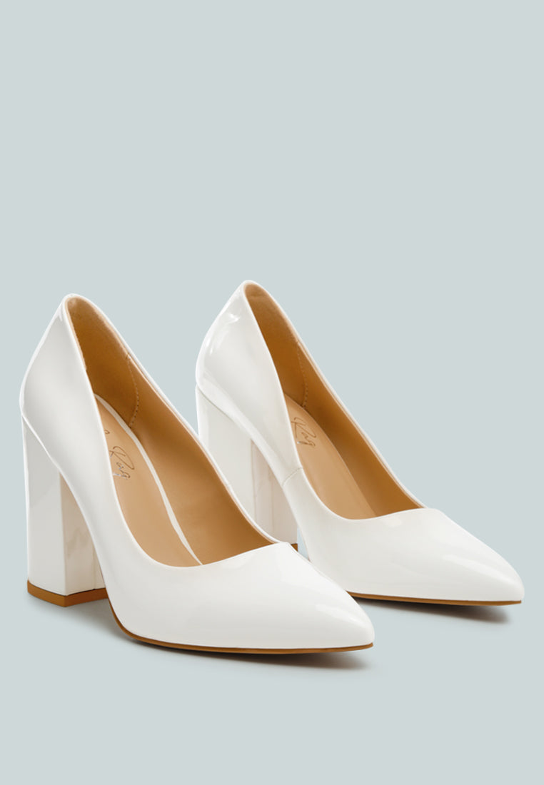 Kamira Patent Block Heeled Pumps - Tigbul's Variety Fashion Shop