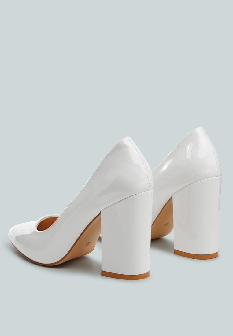 Kamira Patent Block Heeled Pumps - Tigbul's Variety Fashion Shop
