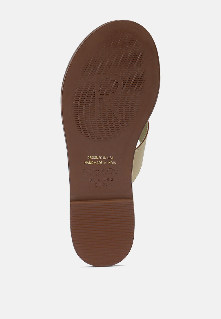 Kathleen Buckle Embellished Slip On Thong Sandals - Tigbul's Variety Fashion Shop