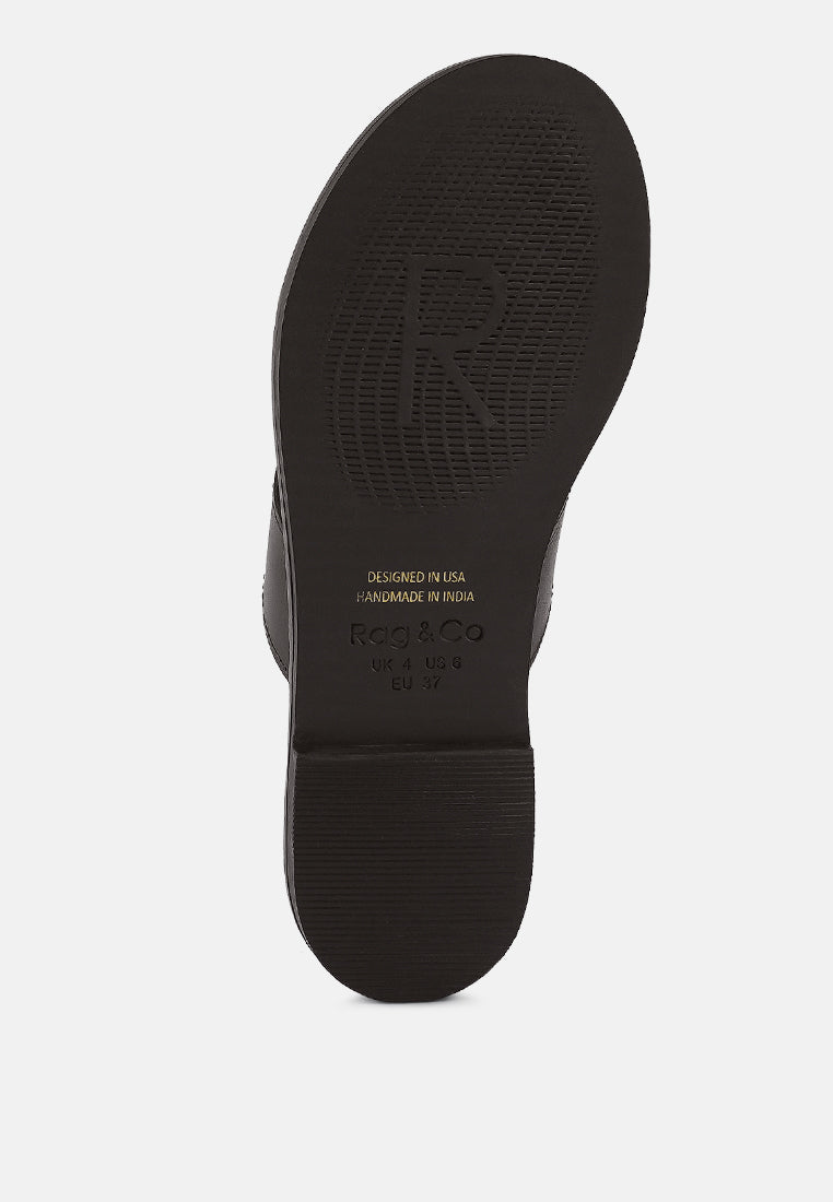 Kathleen Buckle Embellished Slip On Thong Sandals - Tigbul's Variety Fashion Shop
