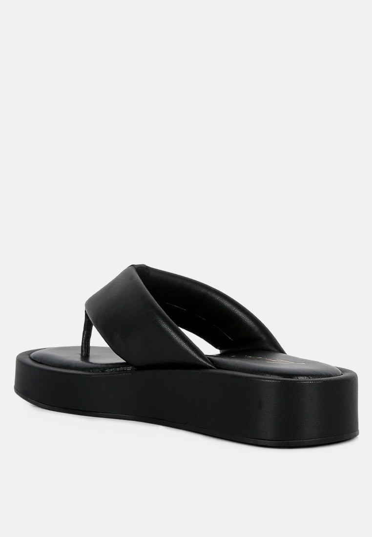 Rosette Faux Leather Wide Thong Flats - Tigbul's Variety Fashion Shop