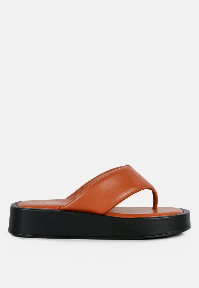 Rosette Faux Leather Wide Thong Flats - Tigbul's Variety Fashion Shop