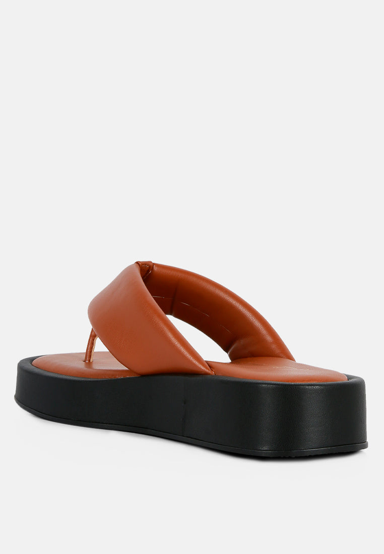 Rosette Faux Leather Wide Thong Flats - Tigbul's Variety Fashion Shop
