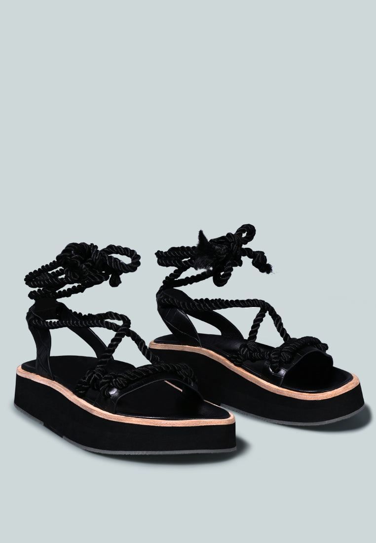 Kendall Strings Platform Leather Sandal - Tigbul's Variety Fashion Shop