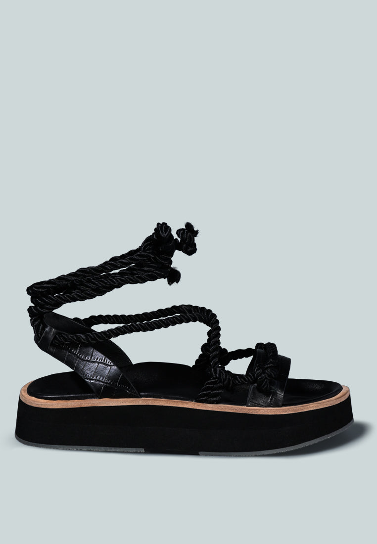 Kendall Strings Platform Leather Sandal - Tigbul's Variety Fashion Shop