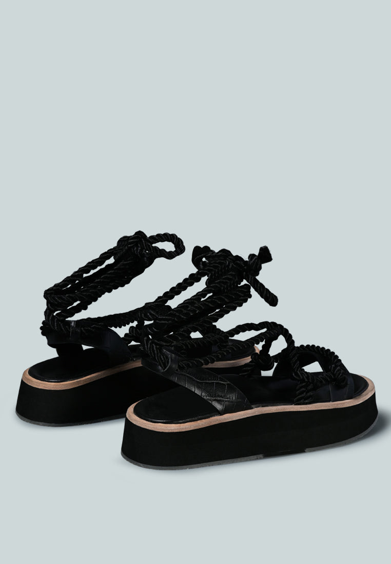 Kendall Strings Platform Leather Sandal - Tigbul's Variety Fashion Shop